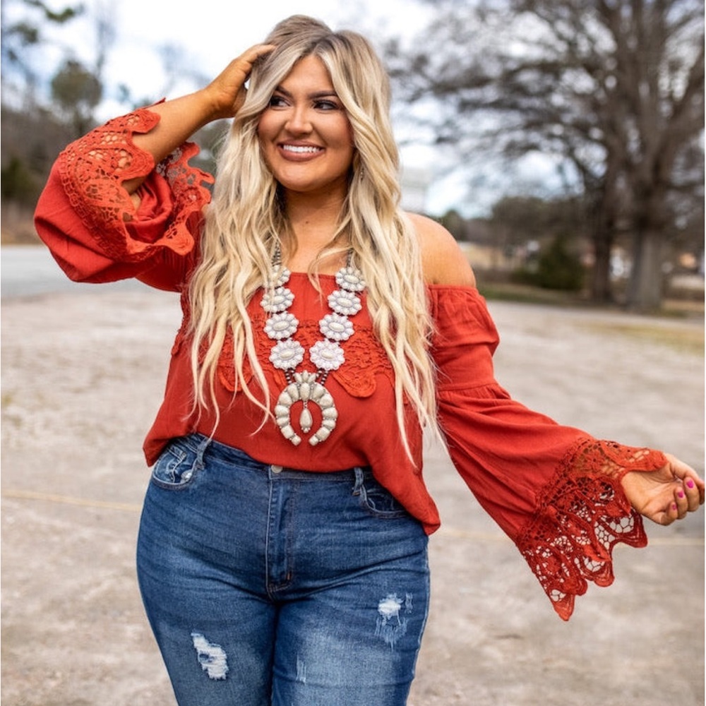Lace Bell Sleeve Crop Top